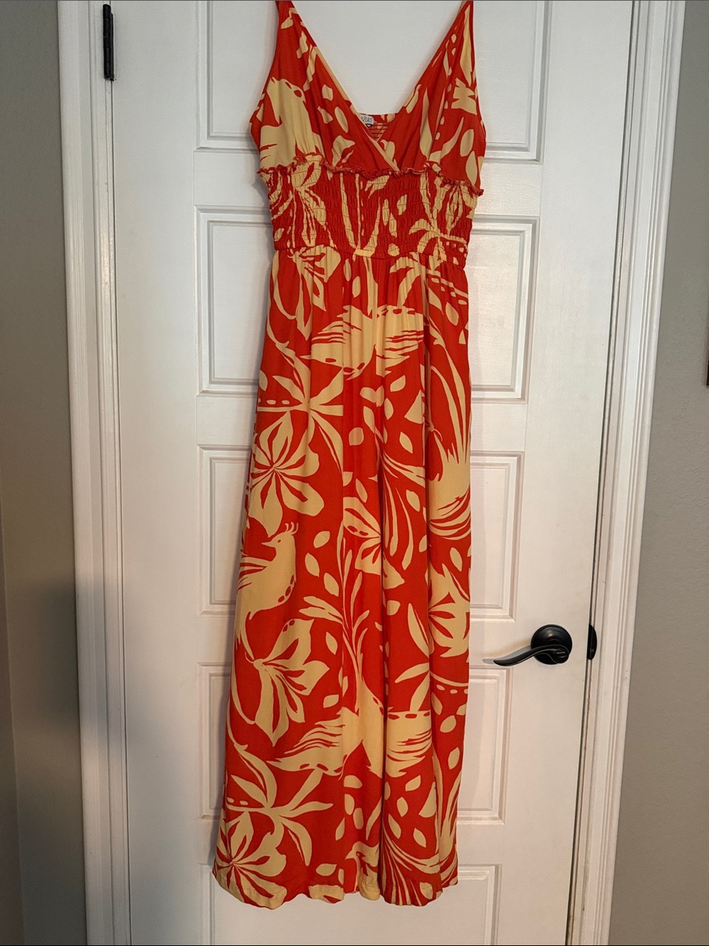 Patrons of Peace Orange and Cream Floral Maxi Romper